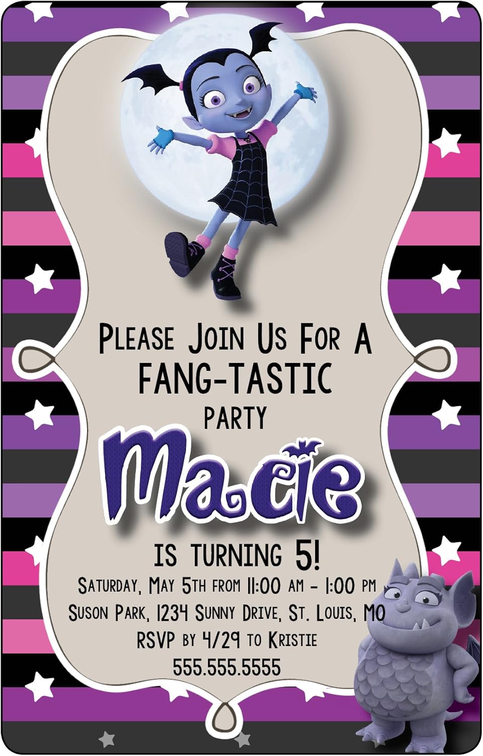 Custom Birthday Party Invitations - Vampirina, Personalized (15)