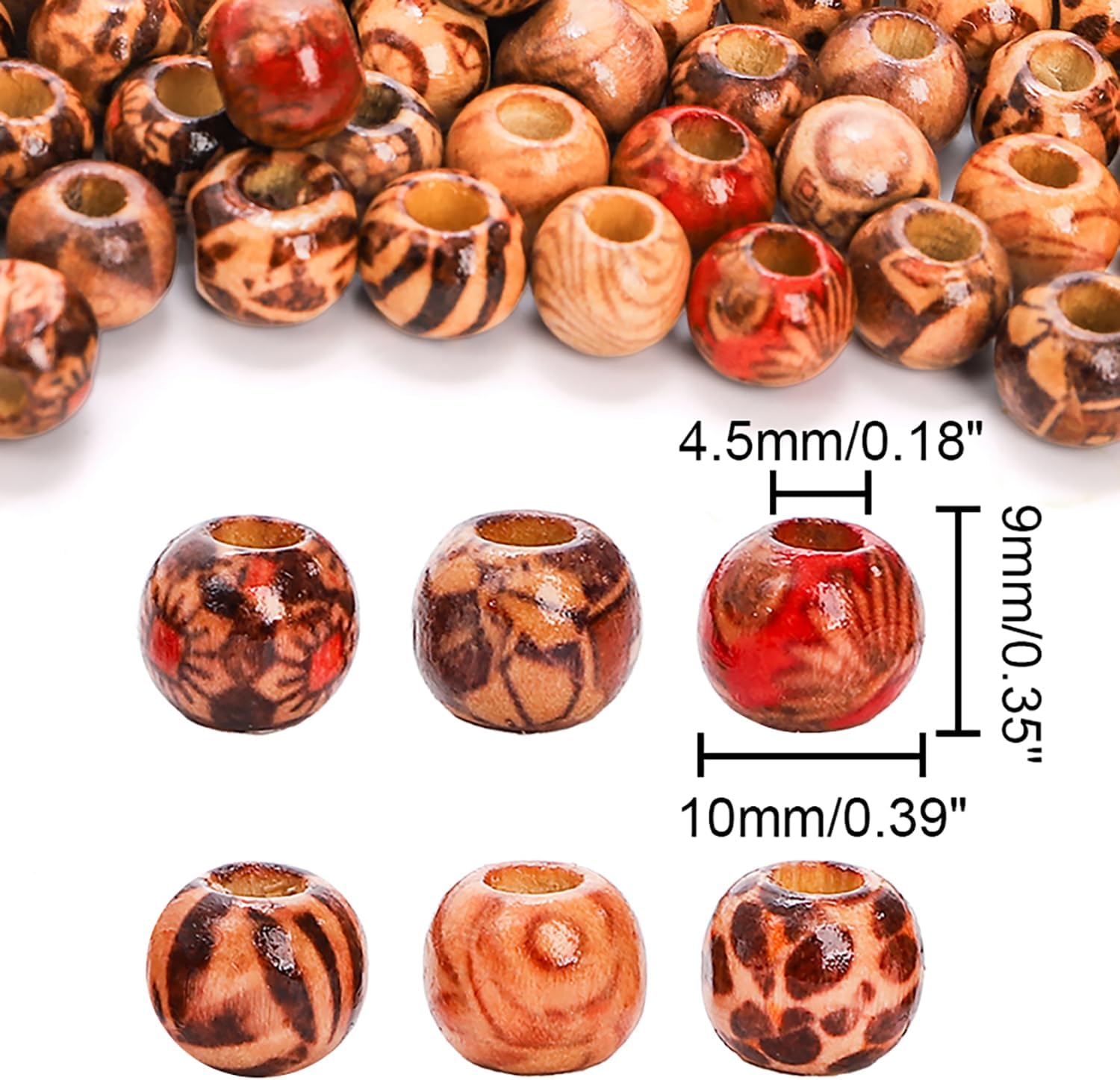 Foraineam 1000pcs 10mm Painted Wood Beads Round Wooden Loose Beads Barrel Beads for Jewelry Making DIY Macrame Rosary Bracelet Necklace Hair Crafts - Image 4