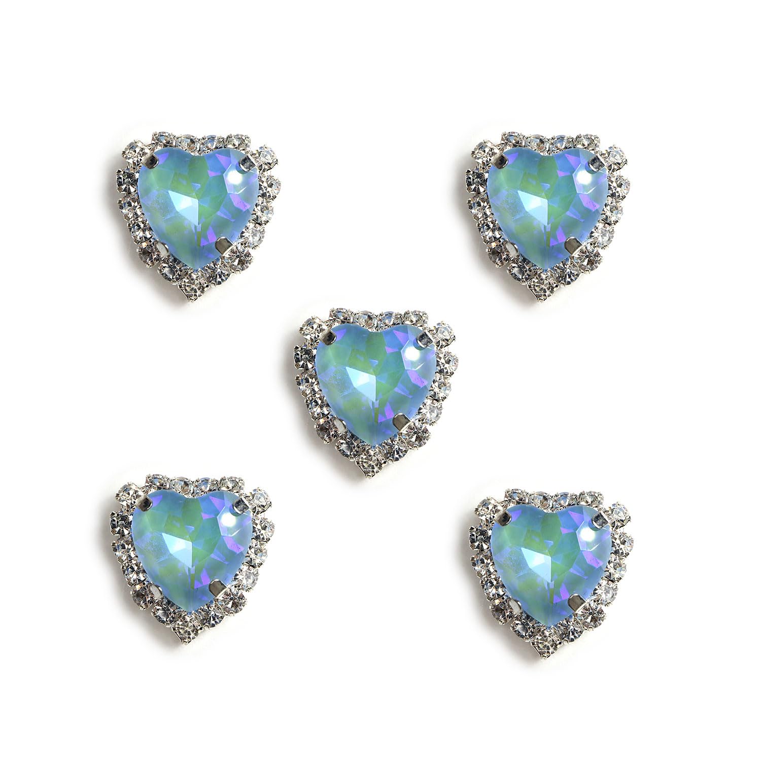 Amazon.co.jp: ハート ビジュー パーツ【ブルー】シルバー 台座付き