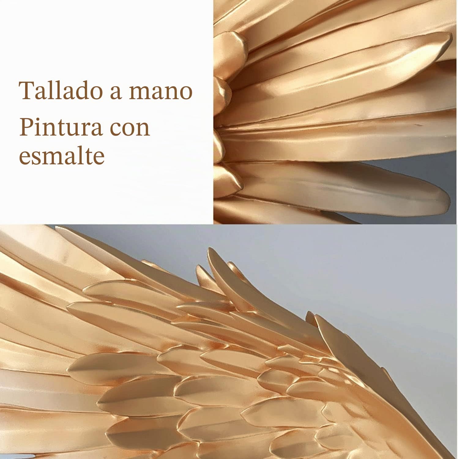 Arte de Pared con alas de ángel, un par de alas de ángel Grandes, Escultura de Pared Moderna de alas de ángel 3D FRP, para decoración de Sala de Estar, Dormitorio y Hotel,Gold