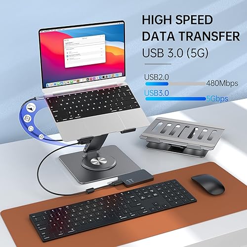 Miniatura 5 de Estación de acoplamiento para laptop MacBook ProAirDellHPSurface HC 11 en 1 USB C Hub giratorio de 360 con concentrador USB 4K HDMI USB 3.0 PD100W