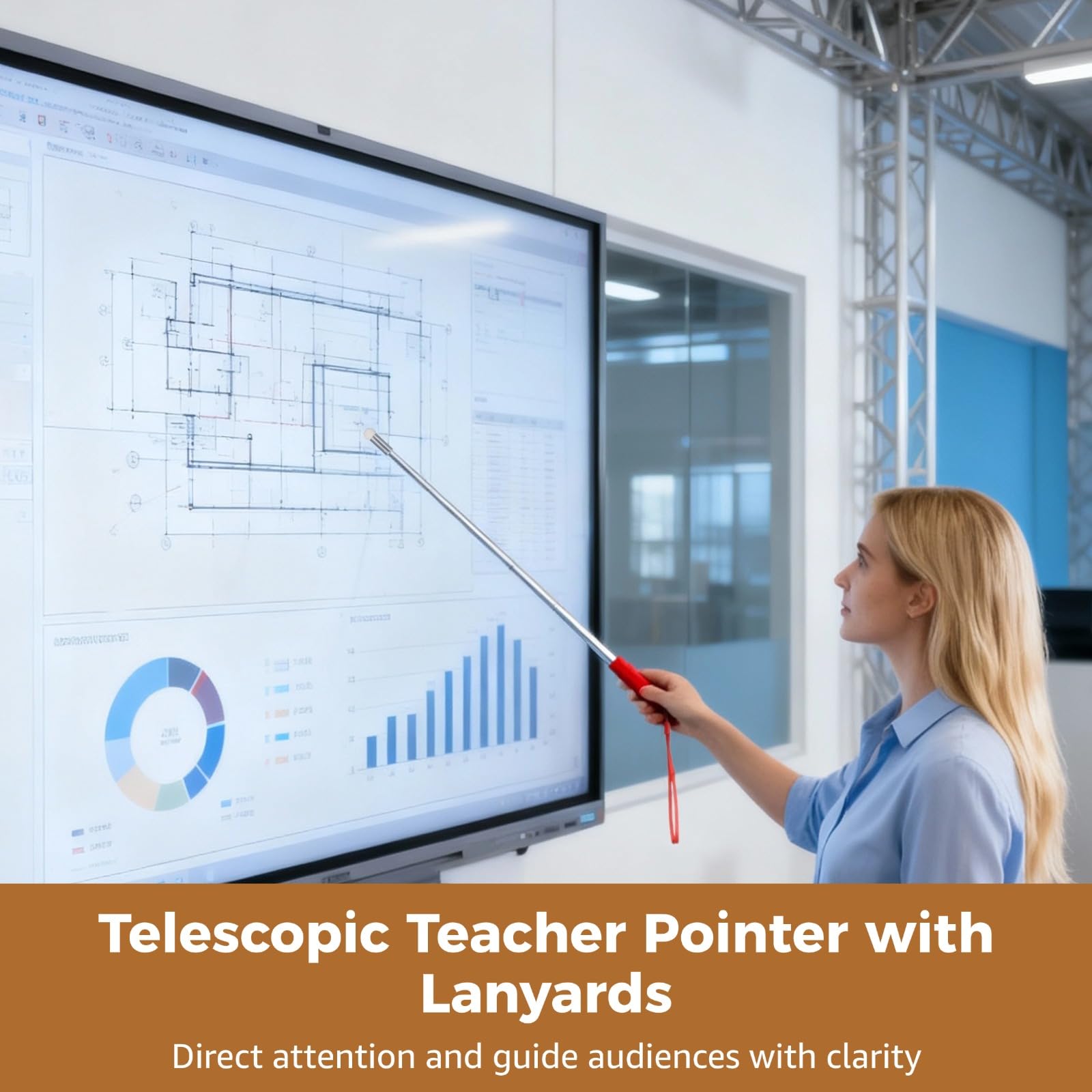 Lot de 12 pointeurs télescopiques pour professeurs avec lanières, pointeur tableau blanc extensible 39,4 pouces, embout en feutre souple, poignée antidérapante, pour cours et présentations