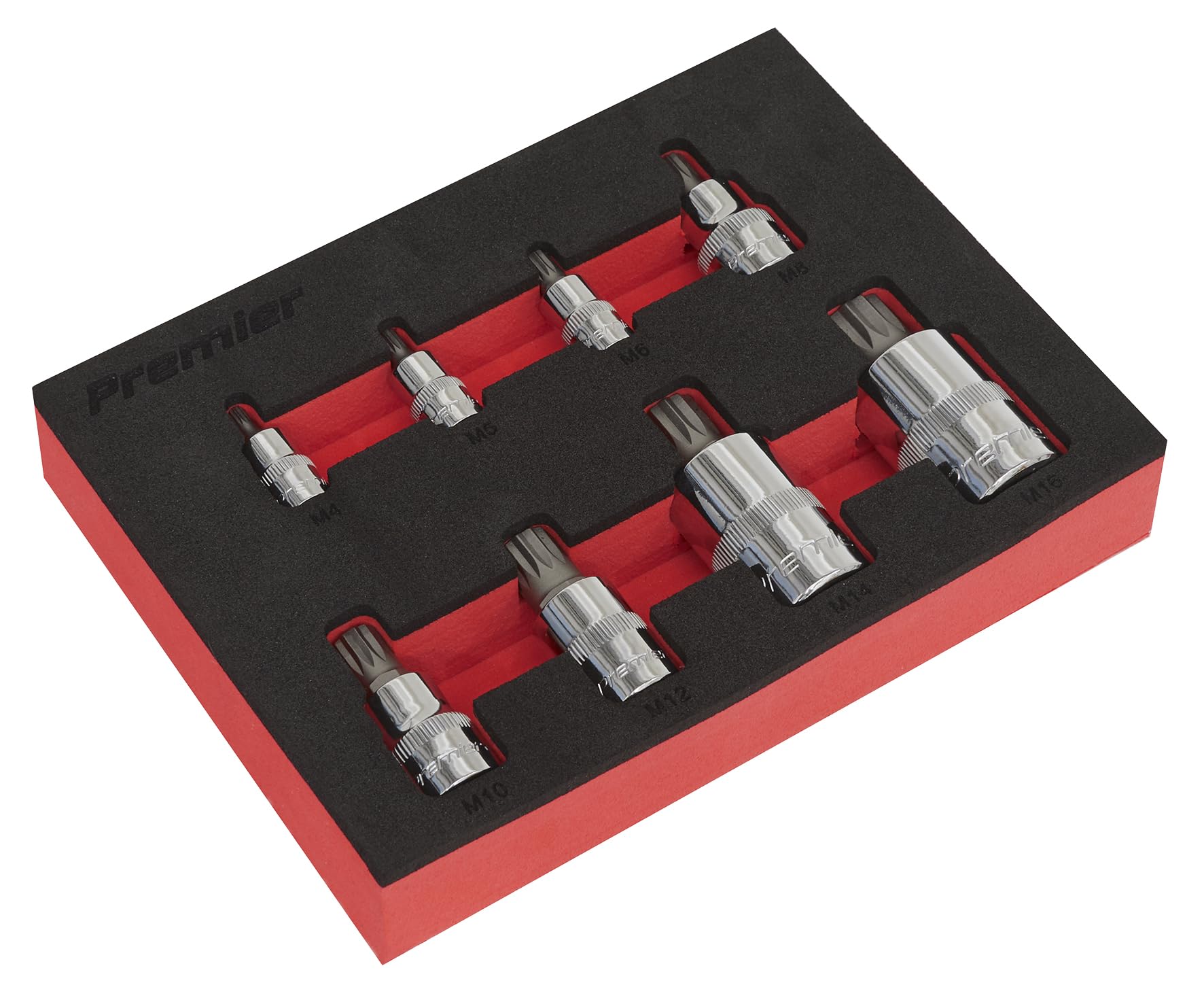 Sealey AK6241 8PC 1/4", 3/8" & 1/2"Sq Drive Spline Socket Bit Set