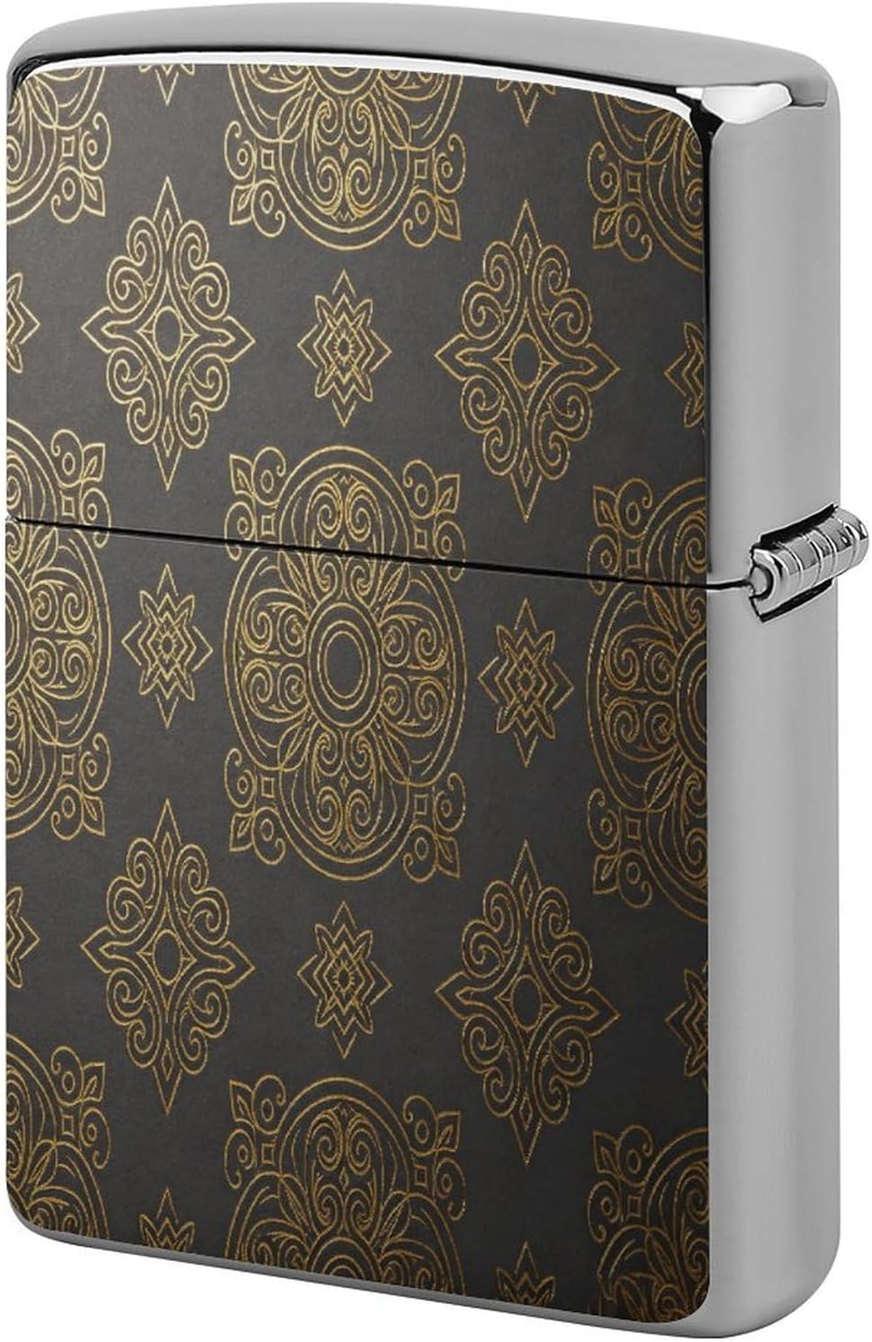 Luxury Gold Ornamental Pattern Printed Premium Copper Lighter Case, Double-Sided Artistic Protective Cover, Lightweight Metal Lighter Shell for Men, Desktop Accessory Decor