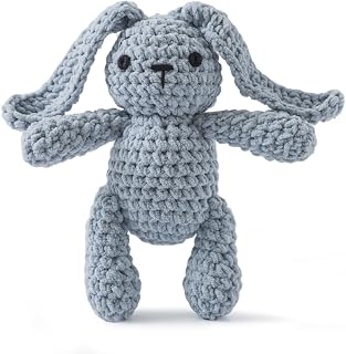 Moyii Handmade Crochet Baby Rattle Toy - Soft Cotton Amigurumi Stuffed Animal Bunny for Newborns & Infants 0+ Months, Sensory Montessori Teether Toy, Personalized Baby Shower Gift for Boys & Girls