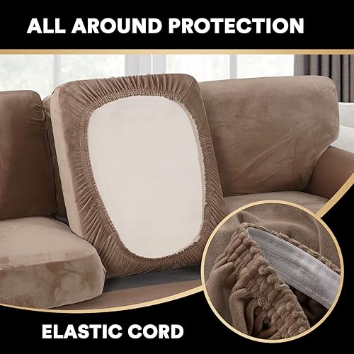 Miniatura 6 de PrinceDeco New Trend - Fundas de sofá de varias piezas de terciopelo (3 asientos más 3 fundas de respaldo con cubos) para perros, lavables a máquina