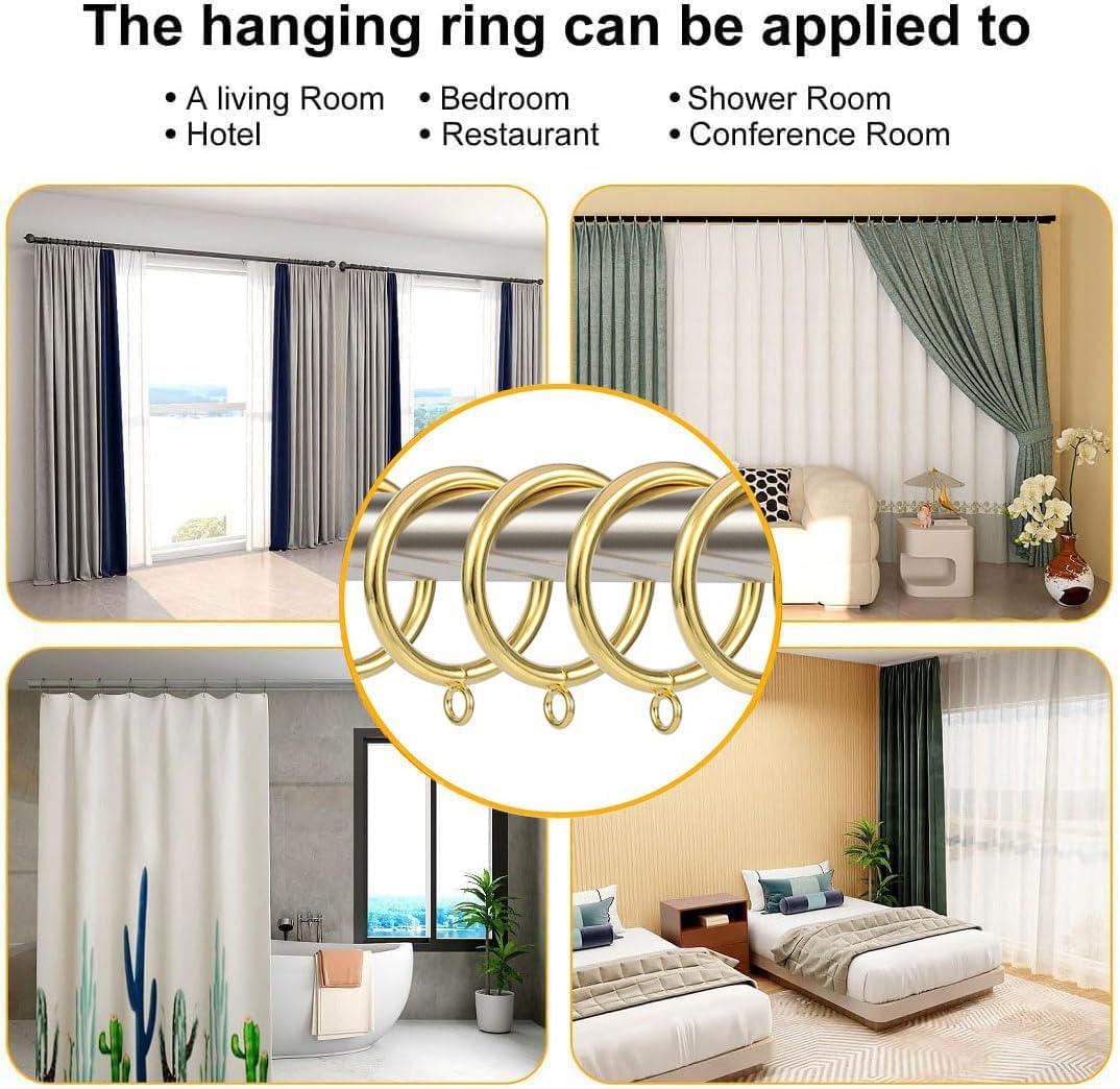 Metal Curtain Rings,1.73-Inch Inner Diameter, 0.24-Inch Wire Diameter Fit up 1.5-inch Rod (Gold-40Pcs)