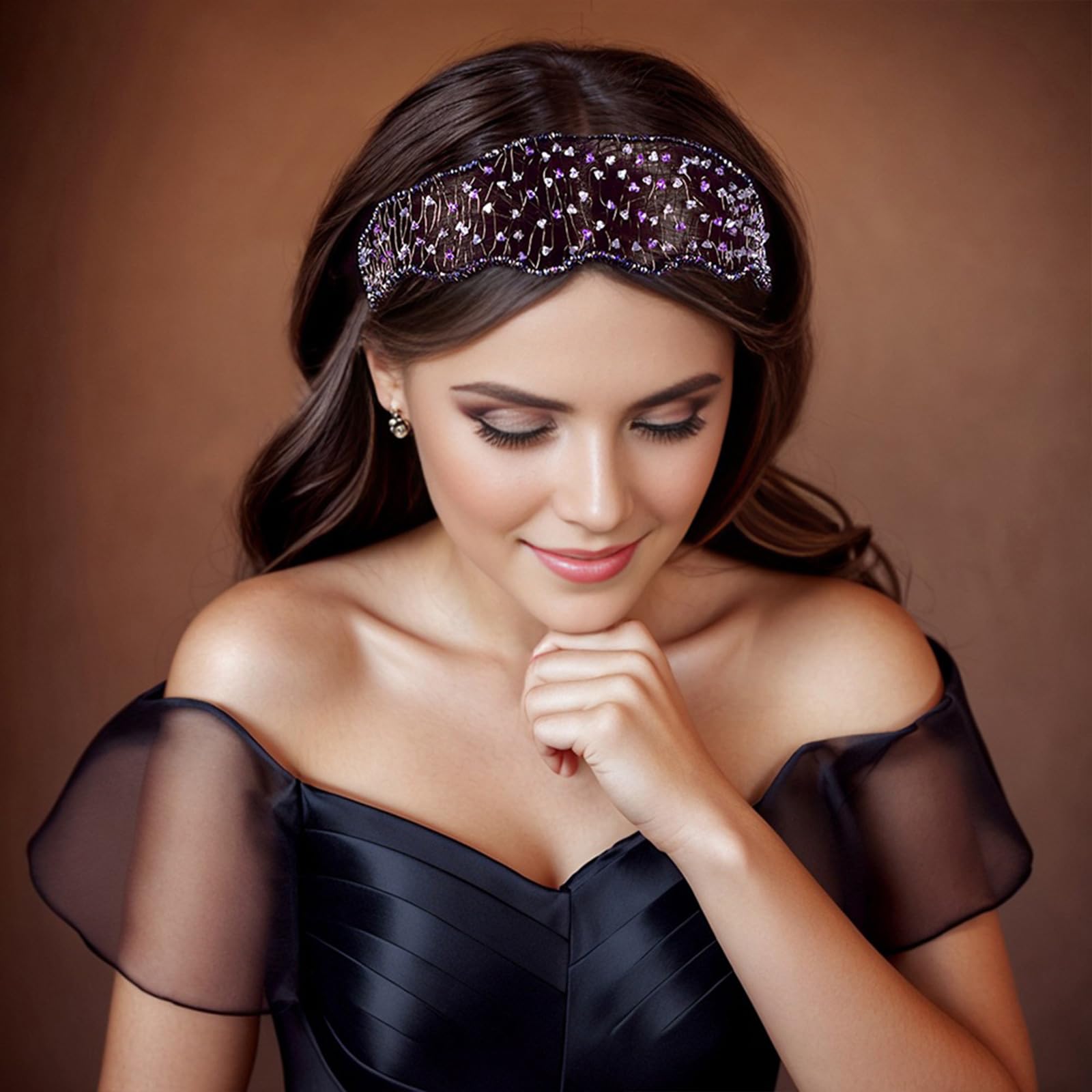 Diadema de cristal tejida de lujo para mujer, diadema estética para bodas, eventos formales, accesorios para el cabello, accesorios para el cabello para mujeres