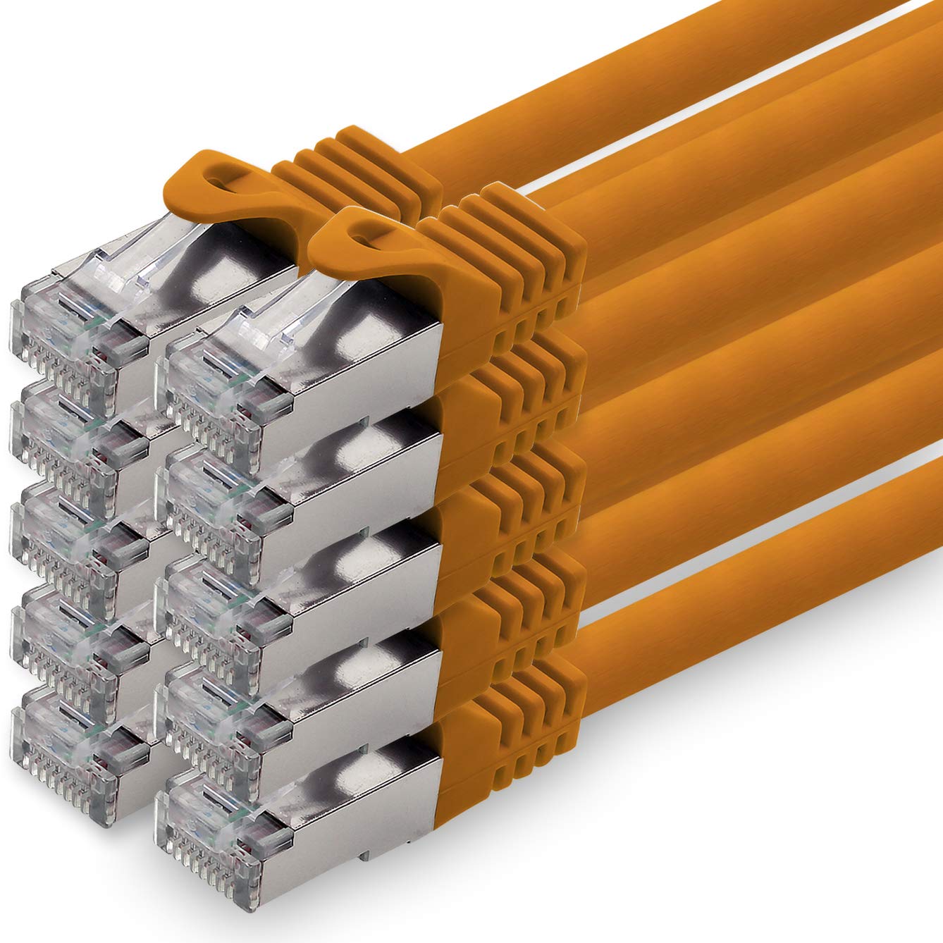 1aTTack.de 7,5m - orange - 10 Stück CAT.7 Netzwerkkabel Patchkabel SFTP PIMF LSZH Gigabit Lan Kabel 10Gb s cat7 Rohkabel mitRJ45 Stecker Cat6a kompatibel zu CAT5 CAT6 cat7 cat8