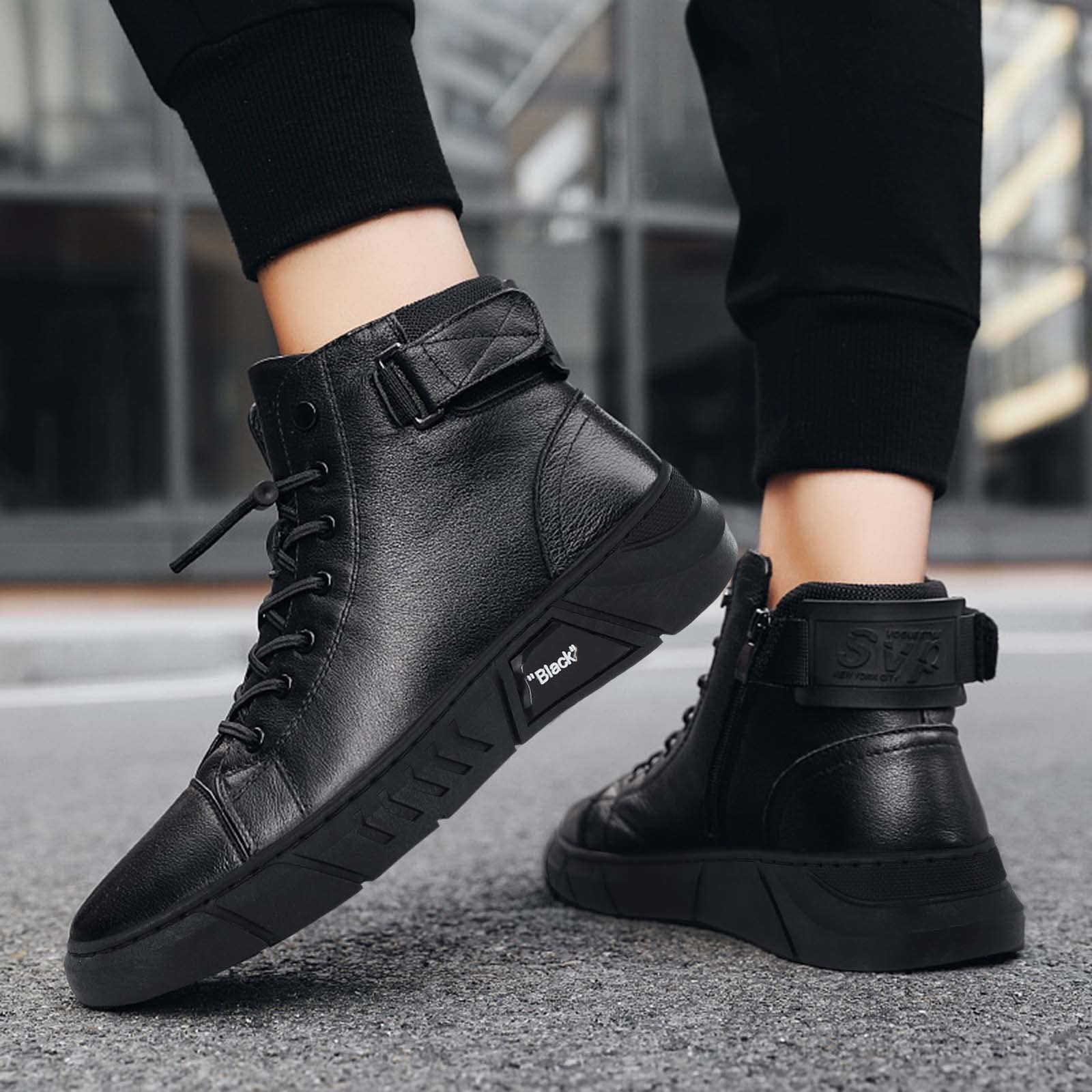 Botas de Cuero Informales cálidas de Felpa de Estilo británico de tamaño para Hombre, Antideslizantes y cómodas para Invierno y Diario Elegante, con Acabados de Calidad