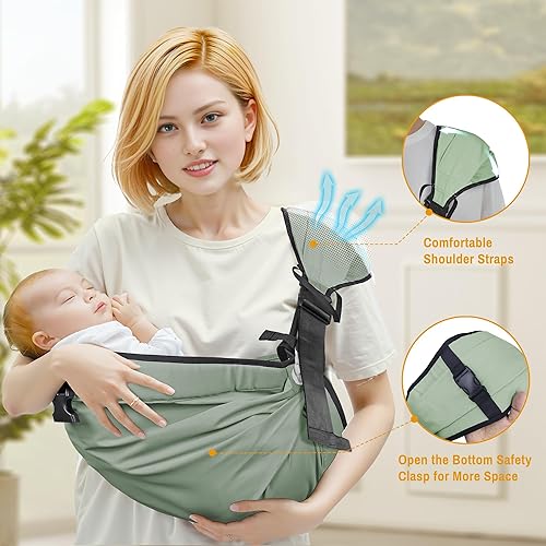 Vista 3 de Portabebés para recién nacidos a niños pequeños, portabebés ajustable, cómodo y ligero para niños pequeños de 25 a 60 libras, ideal para ir