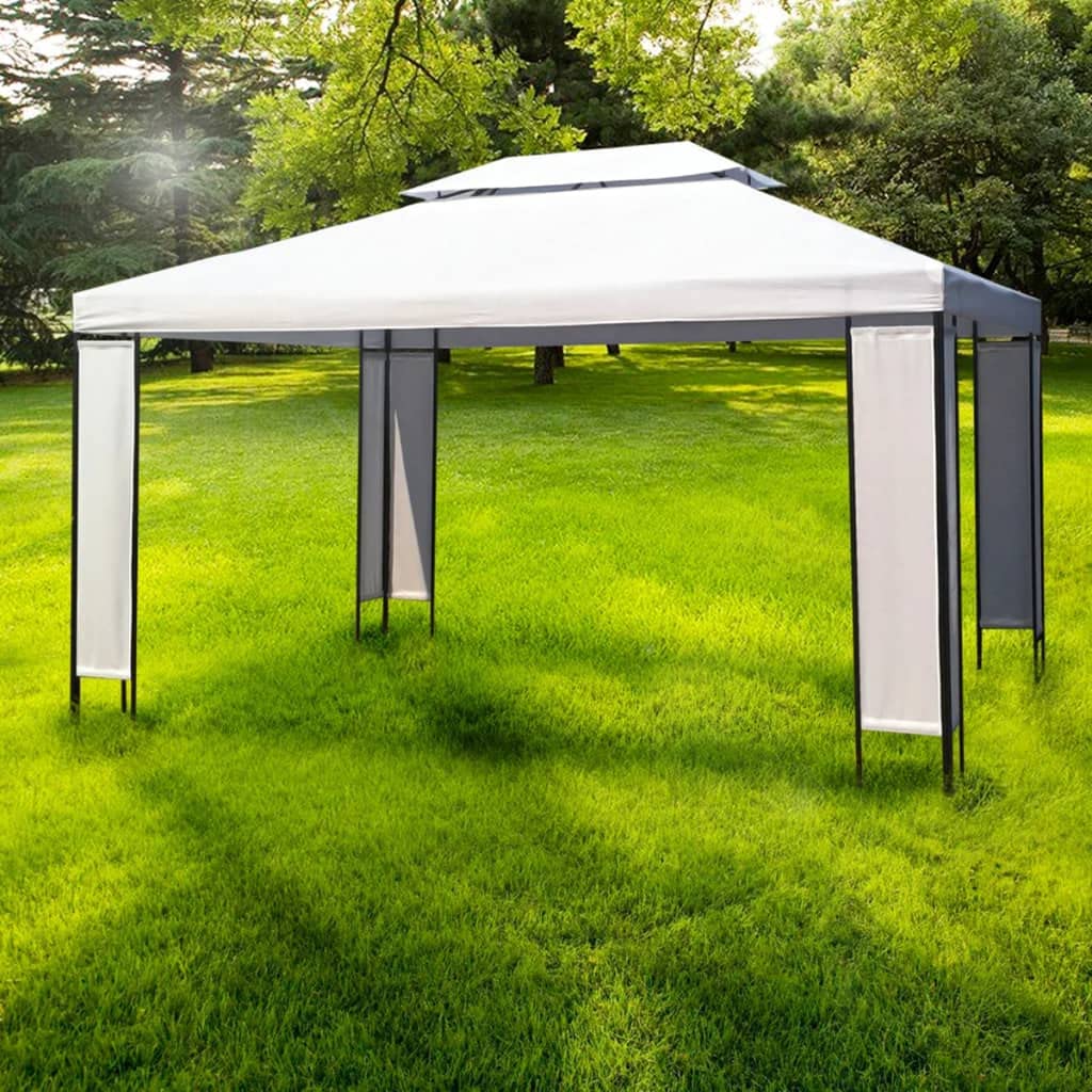 Tente de fête blanche 3x4m avec protection solaire et double toit ventilé pour jardin