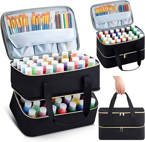 Abbylike Acrylic Paint Organizer Case for up to 56 Bottles
