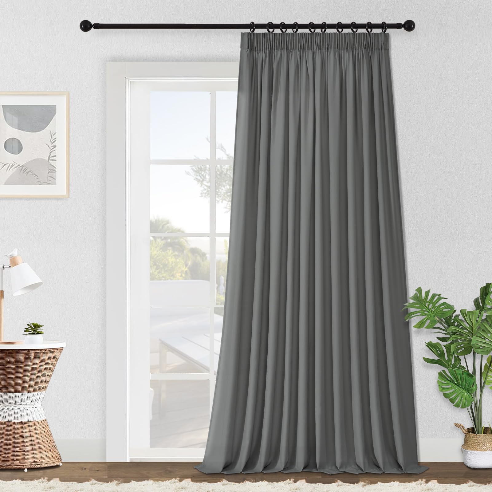 MRTREES curtain brushed cotton curtains 90 drop door, grey curtains ...