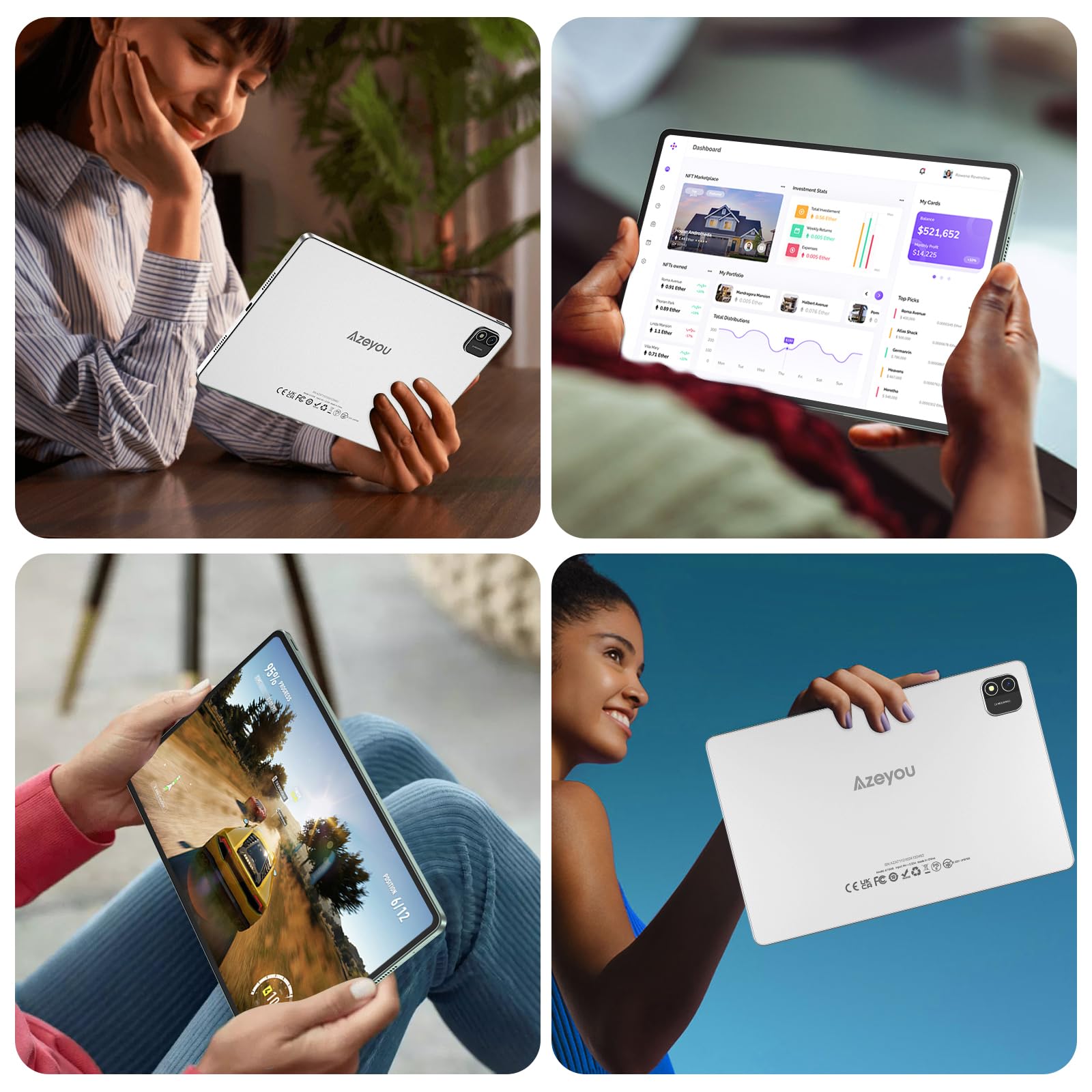 Amazon.co.jp: 【Android タブレット 12インチ 銀色】18GB+128GB+1TB