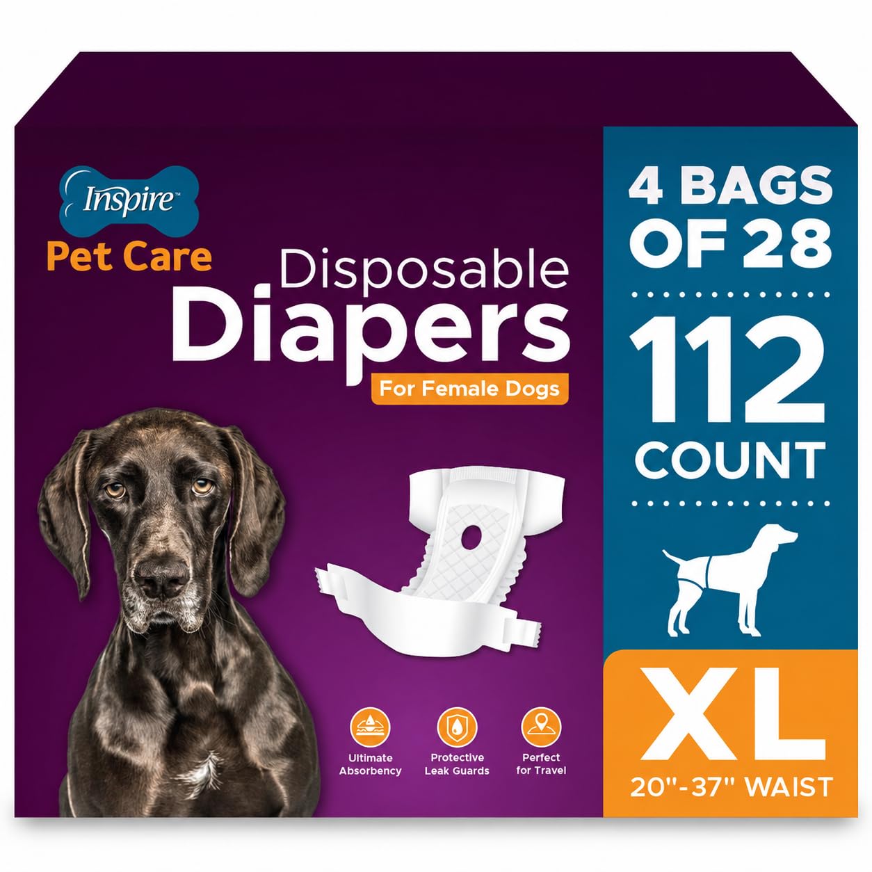 Inspire Pet Care Hundewindeln für Hündinnen, Großwert bei Inkontinenz