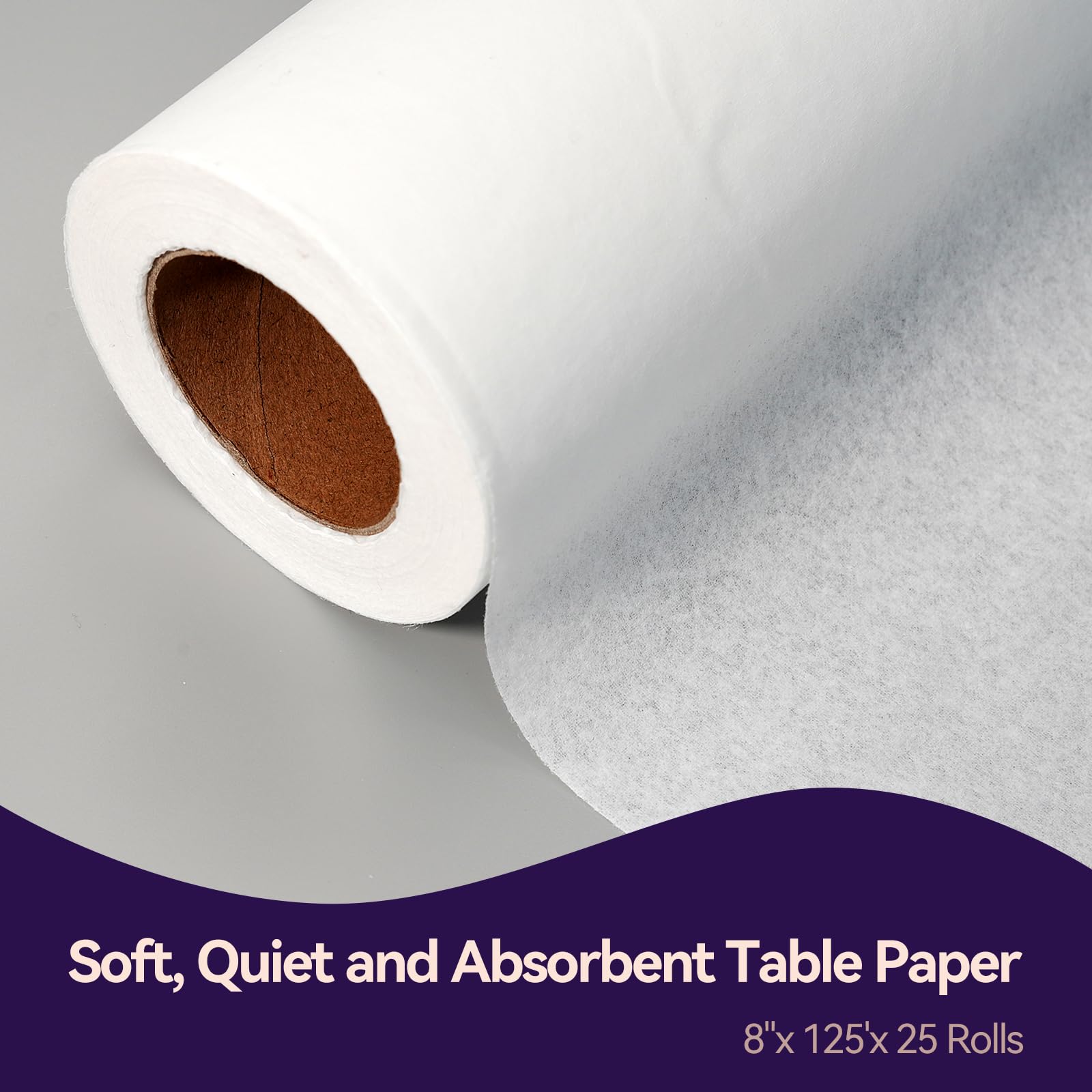 Jointown Headrest Paper Rolls, 8.5" x 125' -25 Pack -Crepe Absorbent Disposable Face Cradle Surface Paper Spool for Medical, Exam and Chiropractic Tables