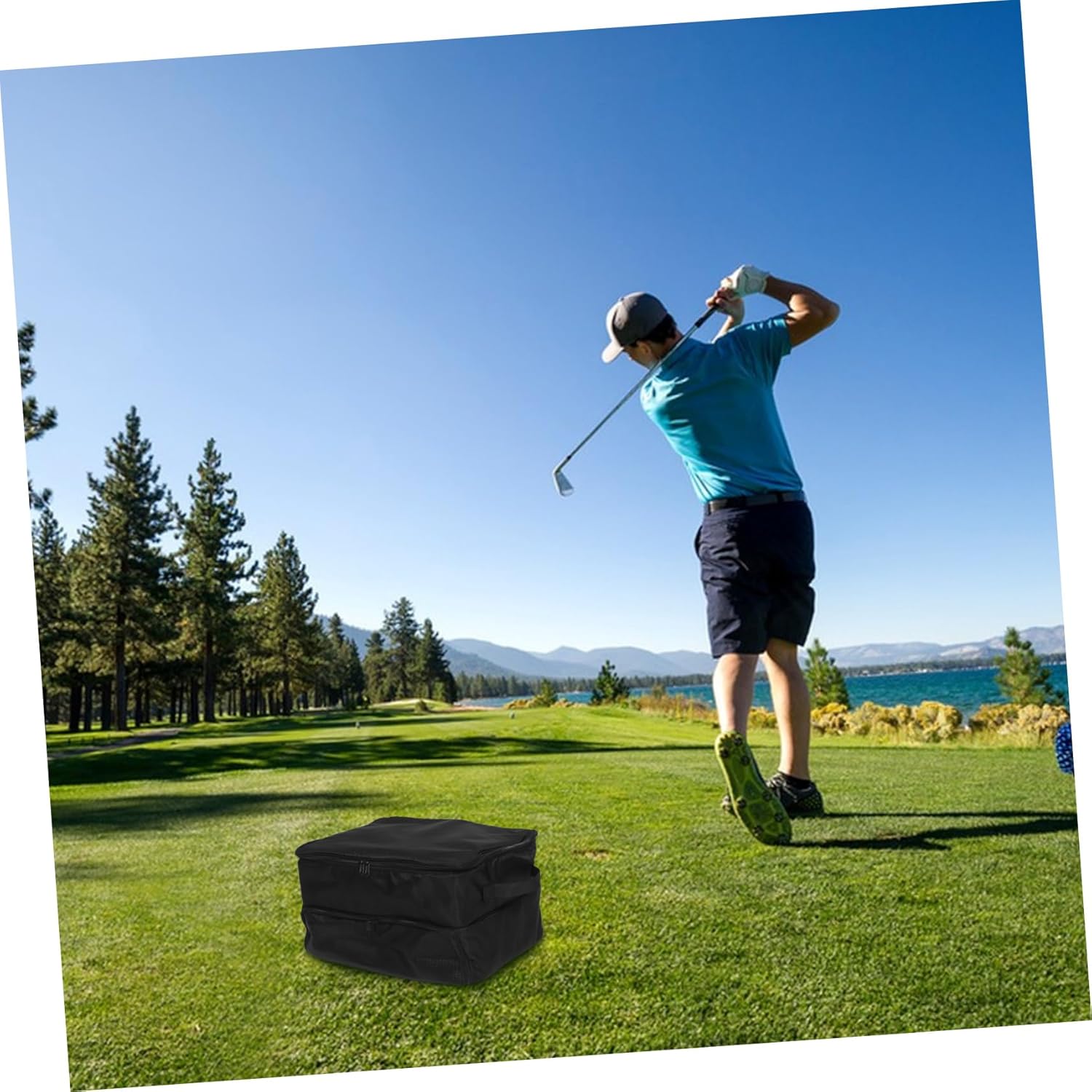 Golf Trunk Organizer Large Capacity Portable Storage Bag for Golf Equipment Separate Compartment for Shoes for Suvs and Outdoor Activities