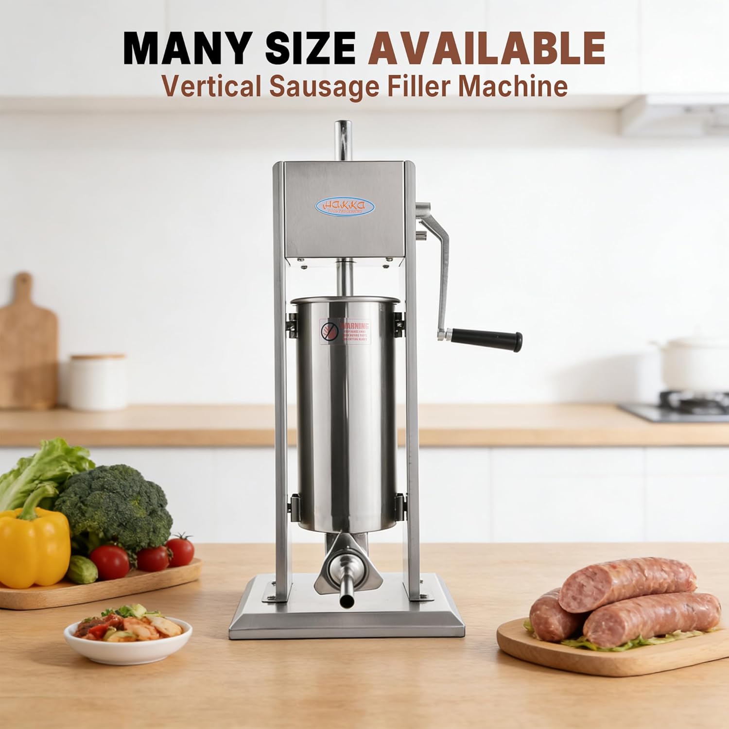 Hakka 11 Lb/5 L Sausage Stuffer 2 Speed Stainless Steel Vertical Sausage Maker