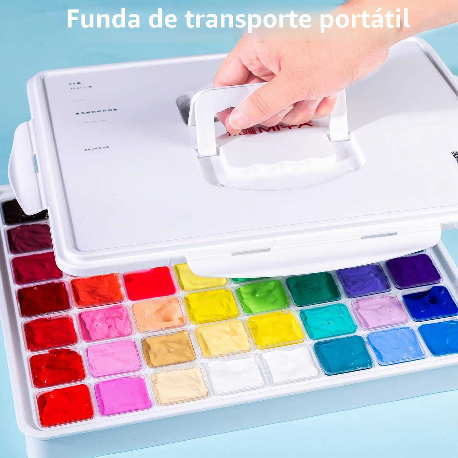 Juego de pintura de gouache de MIYA, un único diseño de taza de gelatina, de 56 Colores x 30ml, en un estuche portable para artistas y estudiantes. Pintura Acuarela Opaca Gouache