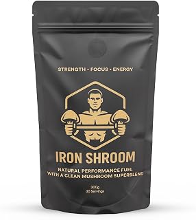 Iron Shroom Chocolate-Flavoured Functional Performance Fuel | Whey, Creatine & Mushroom Superblend with Lion’s Mane, Reishi, Chaga & Cordyceps | 10.5oz (300g) | 30 Servings
