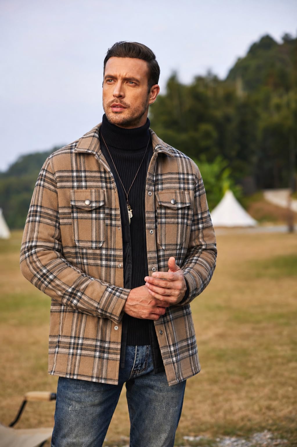 COOFANDY Hemdjacke Herren Winterjacke Warm Karierte Holzfällerjacke