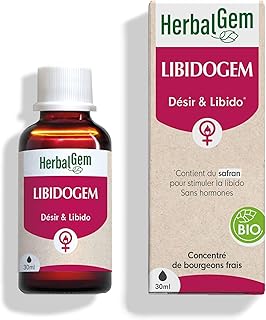 HERBALGEM - Libidogem - Désir & Libido Femme - Naturel - Complément Alimentaire Gemmothérapie Concentrée - Extrait De Bourgeon Frais De Safran - Sans Hormones - Bio - 30 ml