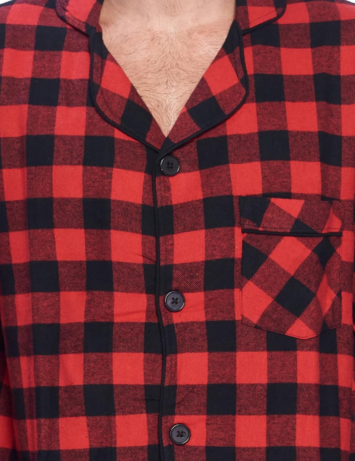 Ashford & Brooks Men’s Flannel Long Sleeve Pajamas Set Plaid Sleepwear & Loungewear Button Down PJ Set - Image 5