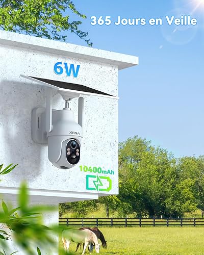 Xega 4G LTE Telecamera SIM Esterno con Pannello Solare,2K HD PTZ Telecamere - 4
