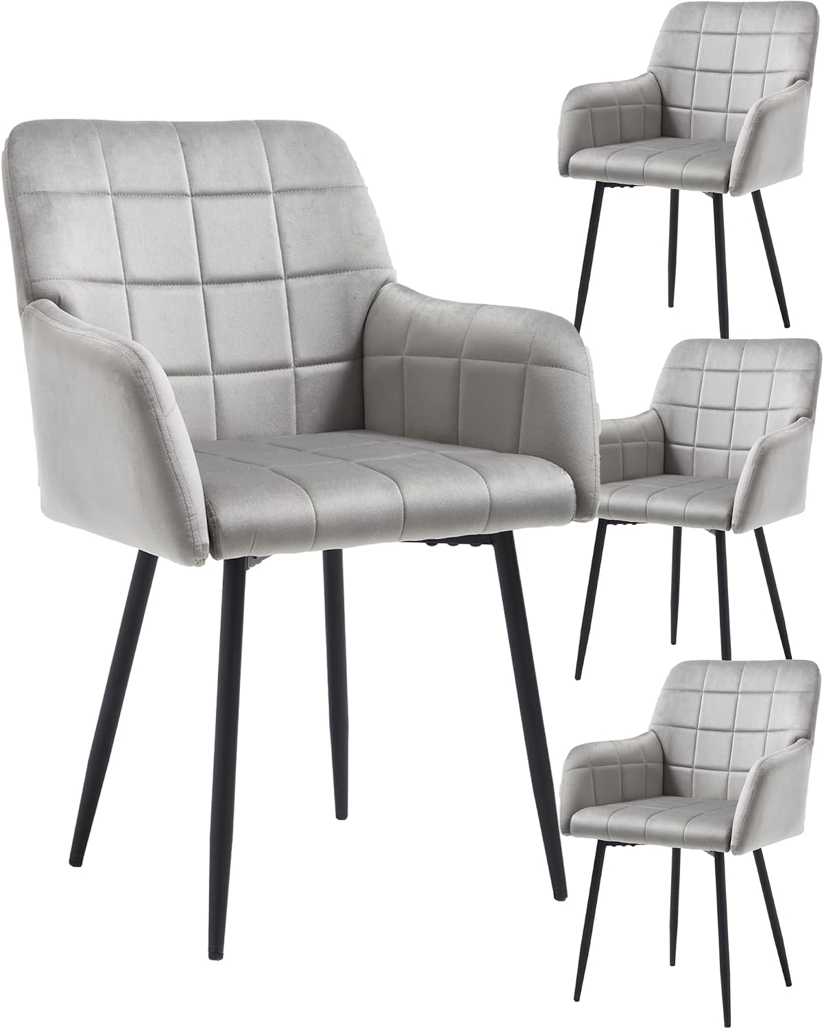 Dining Room Chairs, Pack of 1, Black Velvet Dining Chair,Kitchen & Dining Room Chairs, Upholstered Chair, Living Room Chairs with Armrests Metal Legs