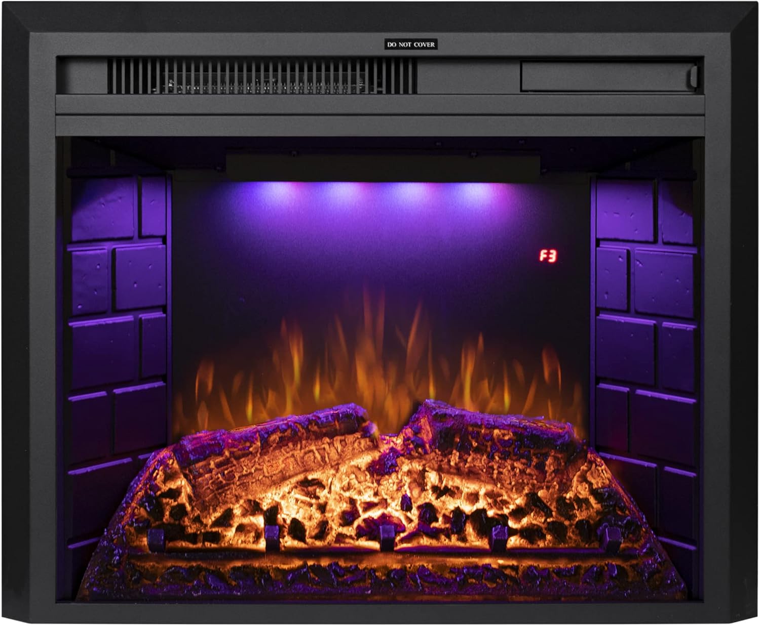 Benrocks 25'' Electric Fireplace Inserts, Recessed & Built in Wall Electric Fireplace Heater with Fire Crackling Sound, Adjustable Top Light & Flame Speed, Overheating Protection, 750/1500W Black