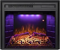 Lareira Elétrica de Embutir de 25 Polegadas, com Som de Crepitações, Luz Superior e Velocidade Da Chama Ajustáveis, Proteção Contra Superaquecimento, 750/1500W, Preta.