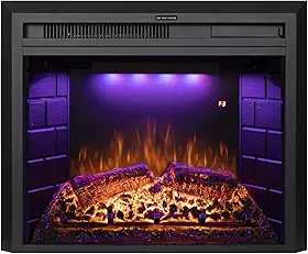 Lareira Elétrica de Embutir de 25 Polegadas, com Som de Crepitações, Luz Superior e Velocidade Da Chama Ajustáveis, Proteção Contra Superaquecimento, 750/1500W, Preta.