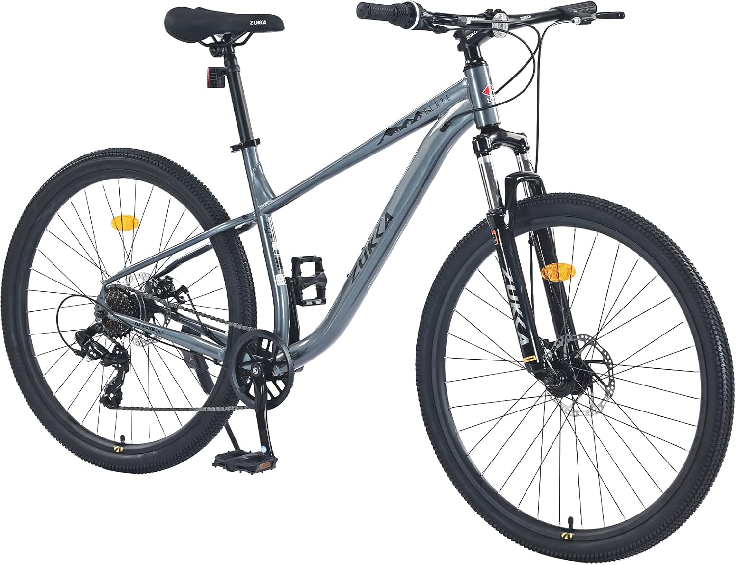 27.5 Inch Mountain Bike for Adults 8 Speed Steel Frame with Front Suspension Fork and Dual Disc Brakes All-Terrain Bicycle,Grey