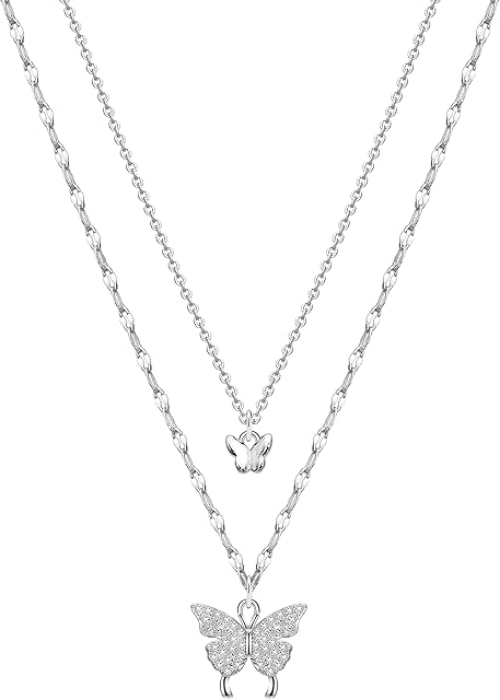 KristLand 925 Sterling Silver Gold Plated Women Necklace Layer Necklace Pendant with Cubic Zirconia Jewelry for Ladies Girls