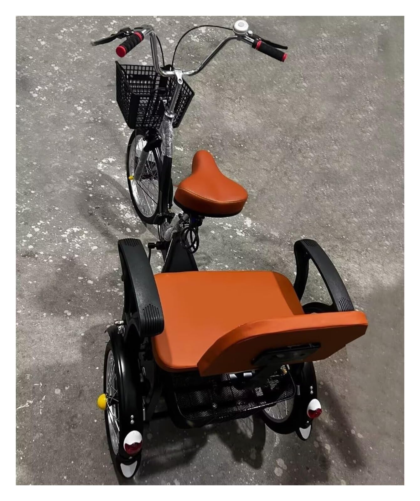 Rower trójkołowy dla dorosłych Składany rower trójkołowy dla starszych osób, trójkołowy riksza dla dorosłych, pojazd do poruszania się w celach rekreacyjnych, 16-calowy wózek trójkołowy tandem z tylny