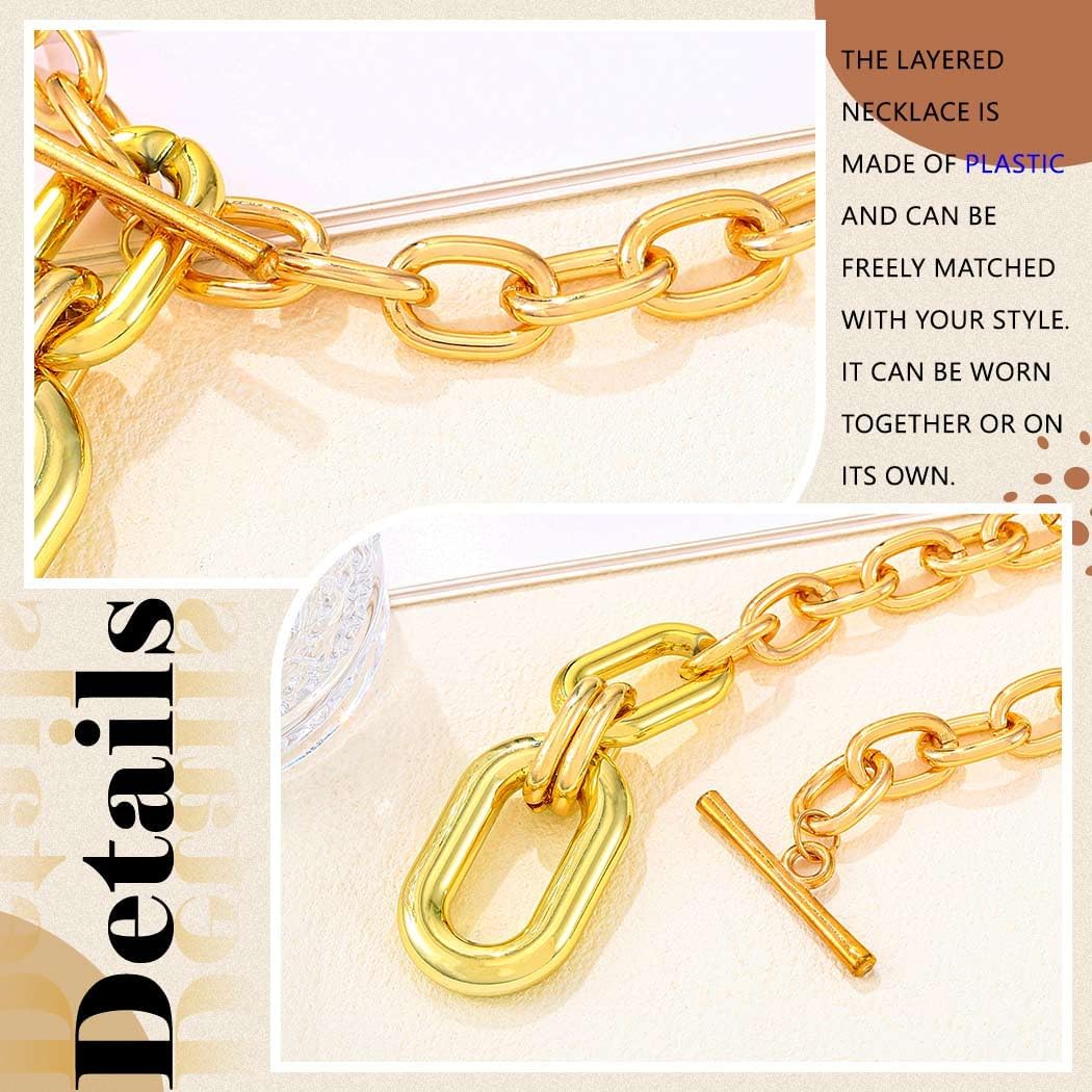 Jovono Chunky Choker Necklaces Thick Layered Necklace Chain Punk Accessories for Women - Image 5
