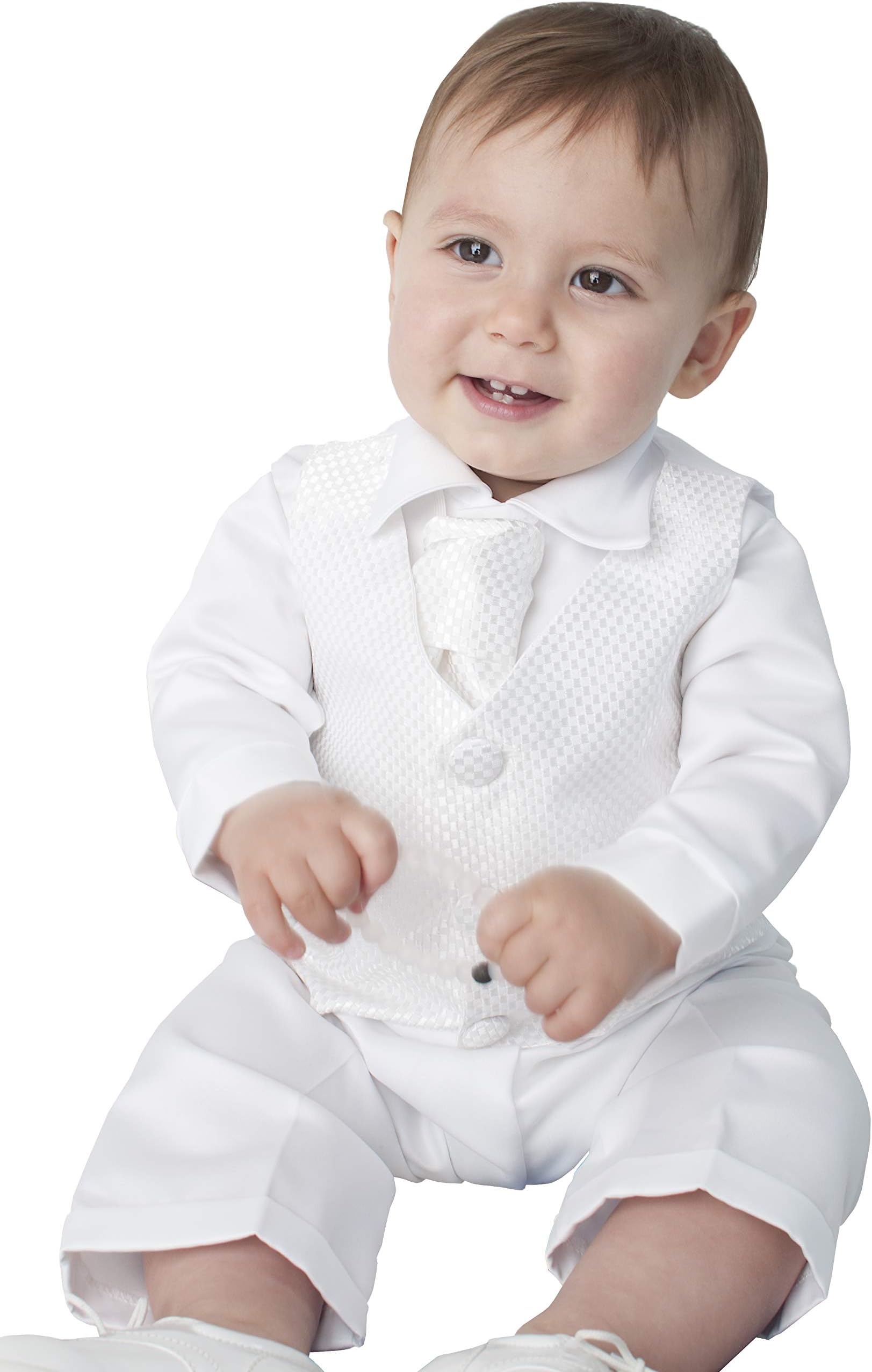 4 Piece Leo Christening Suit in White