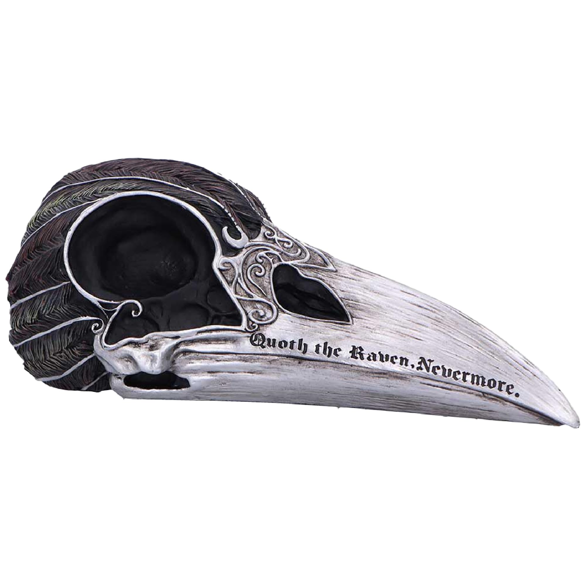 Nemesis Now Quoth The Raven Skull Ornament – Resin Raven Skull with Silver Beak, Hand-Painted Gothic Decor, Dark Literature-Inspired Figurine