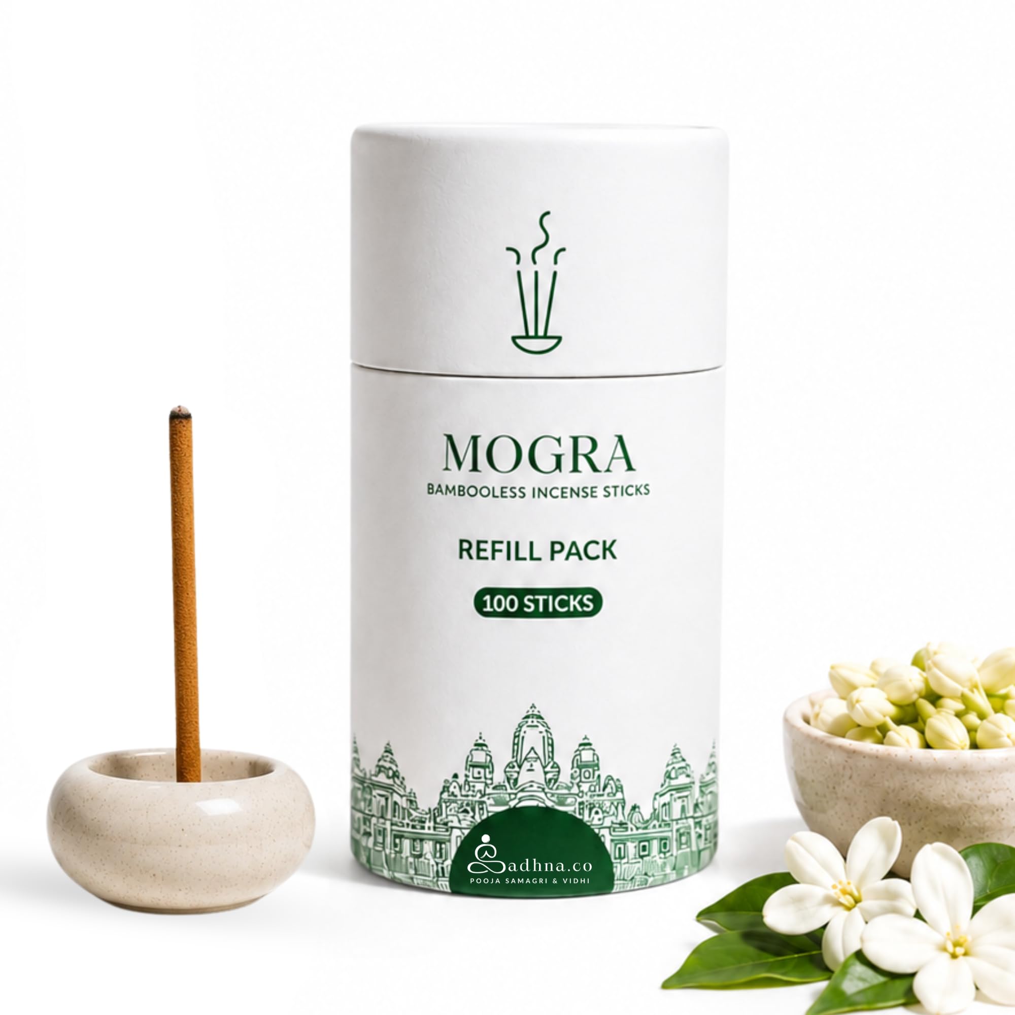 Mogra (Jasmine) Bambooless Incense Sticks Refill for Home & Pooja (100 Sticks) | Fresh Floral Natural Agarbatti | Chemical-Free Smokeless Dhoop Sticks for Meditation, Aarti & Aromatherapy-image-19