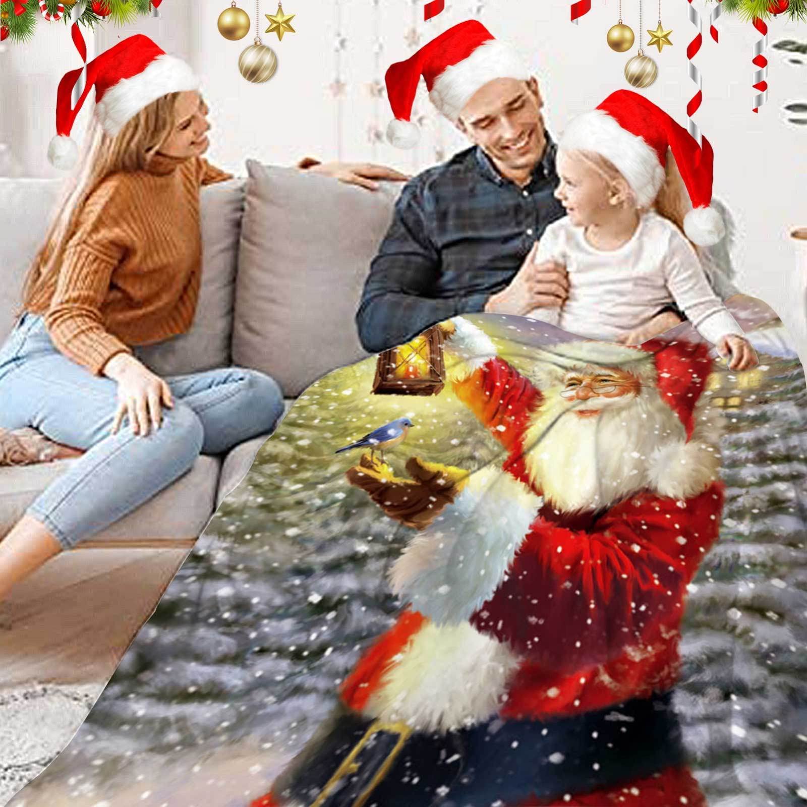 RDJSHOP Manta Navidad Feliz Navidad, Manta Navideña de Franela Santa Manta Mullida Ultra Suave y Acogedora para la Decoración del Hogar, Vacaciones de Invierno,Style7-150x220cm