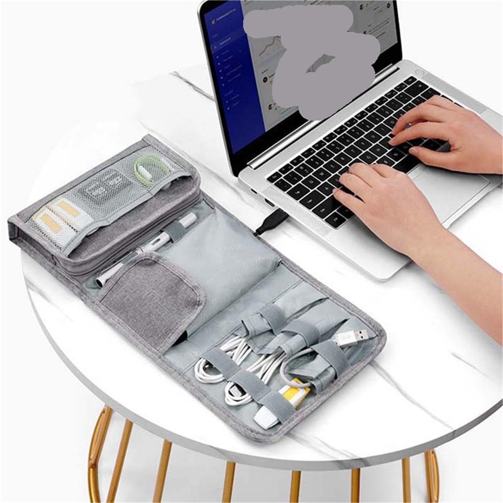 Borsa Organizzatore Cavo | Accessori impermeabili di viaggio di stoccaggio digitale portatile(Black)