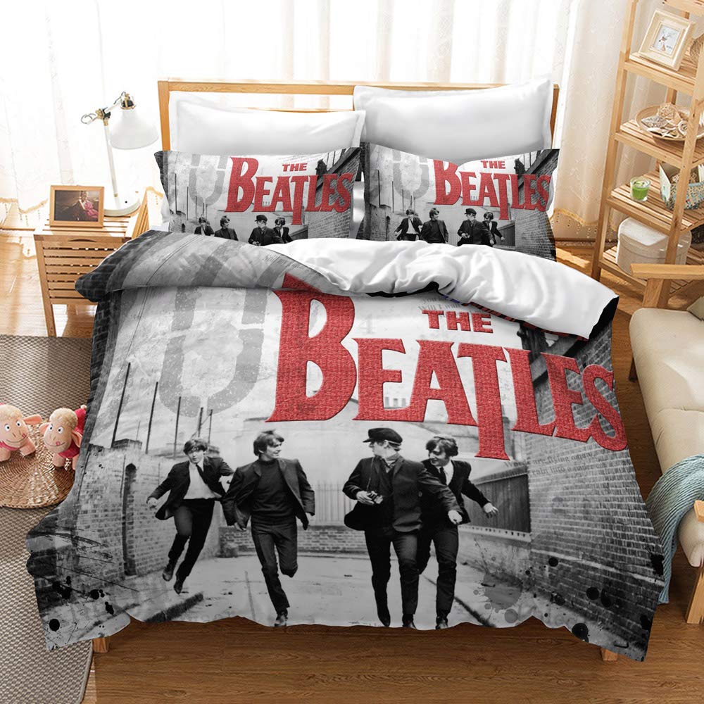 CHAOSE Duvet Cover Single Double, The Beatles, Reversible Bedding Set for Double Bed (Rock 04,King(220x230cm))