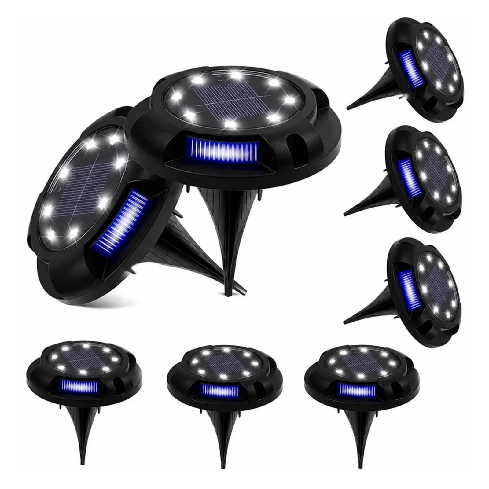AMRTTWY In Ground Lights, Solar Lights Outdoor Disk Underground Lamp(Blue Side-White,8Pcs)