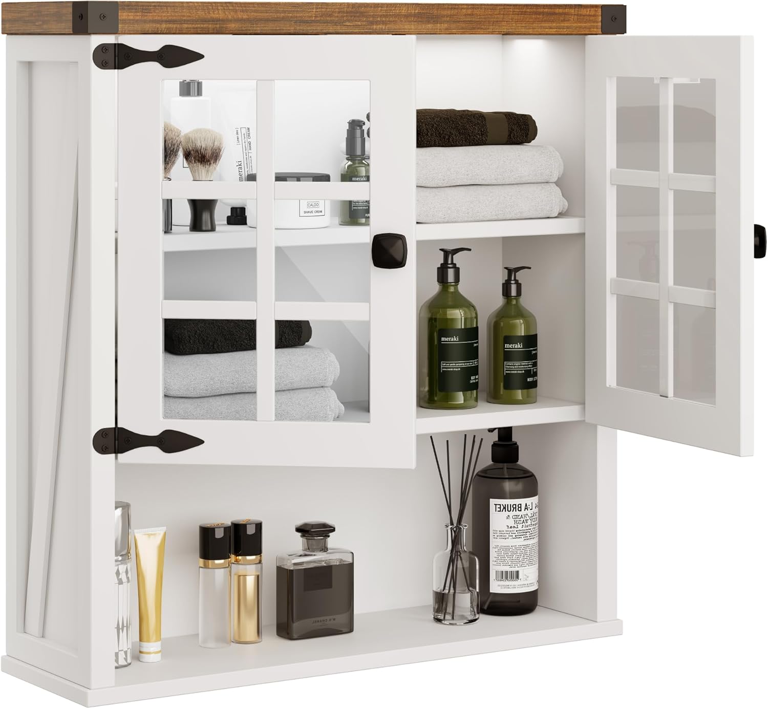 Glass Door Display Cabinet: Adjustable Shelf, Open Storage & Tiered Curio Structure, Multipurpose Storage Unit for Home Living Room