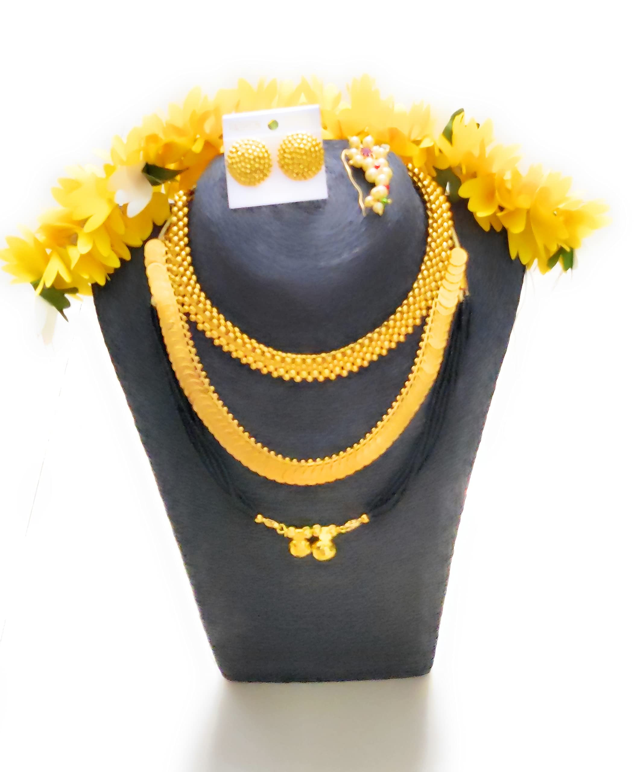 PUNYATVA Devi Face Jewellery Set| Ornaments for Varalakshmi Amman,Durga,Lakshmi,Gauri,Ammavari| Margashirsha Mukhota Dagine | Navratri,Hartalika Teej Puja,Varalaxmi Vratam,Gauri Ganpati,Gangaur Pooja