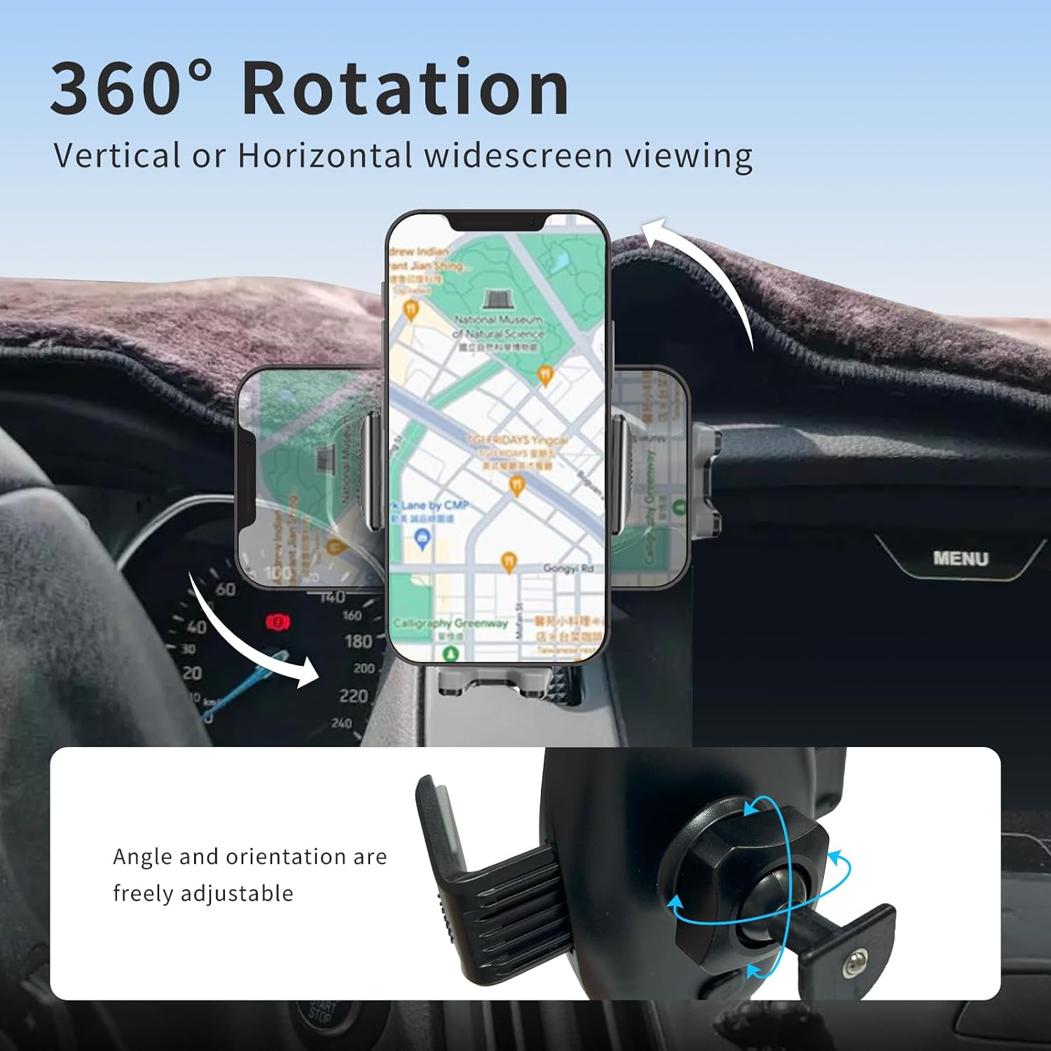 Car Phone Holder for Ford Focus MK3/MK3.5 (2012–2018) ST/RS/SE,Vehicle-Specific Dash Phone Mount,360° Rotating Adjustable Cell Phone Holders with Stable Clip Design,Ford Focus Auto Accessories