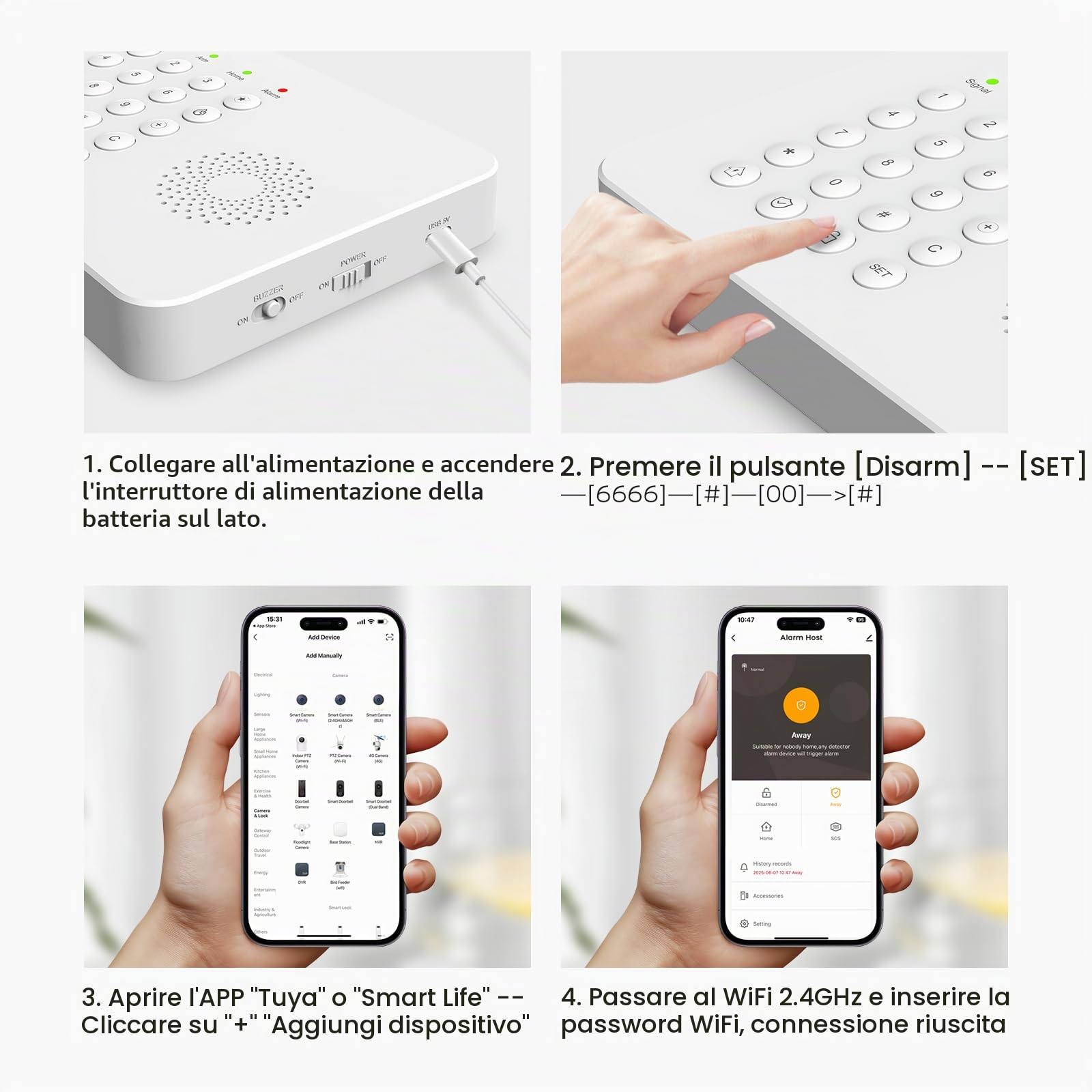 XNY 4G/WiFi Allarme Casa Senza Fili, 24 Pezzi Sistema di Allarme Casa Senza Fili con 1 Sirena, 6 Sensori Per Porte e Finestre, 3 Rilevatore di Movimento, Antifurto Casa Wireless, Tramite APP