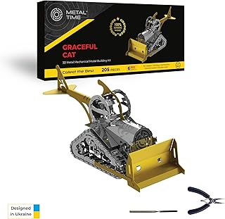 Bulldozer Mechanical Model, Dozer Metal Model Kit, 3D Metal Model Kits to Build for Adults, Model Crawler Graceful CAT by Metal Time.