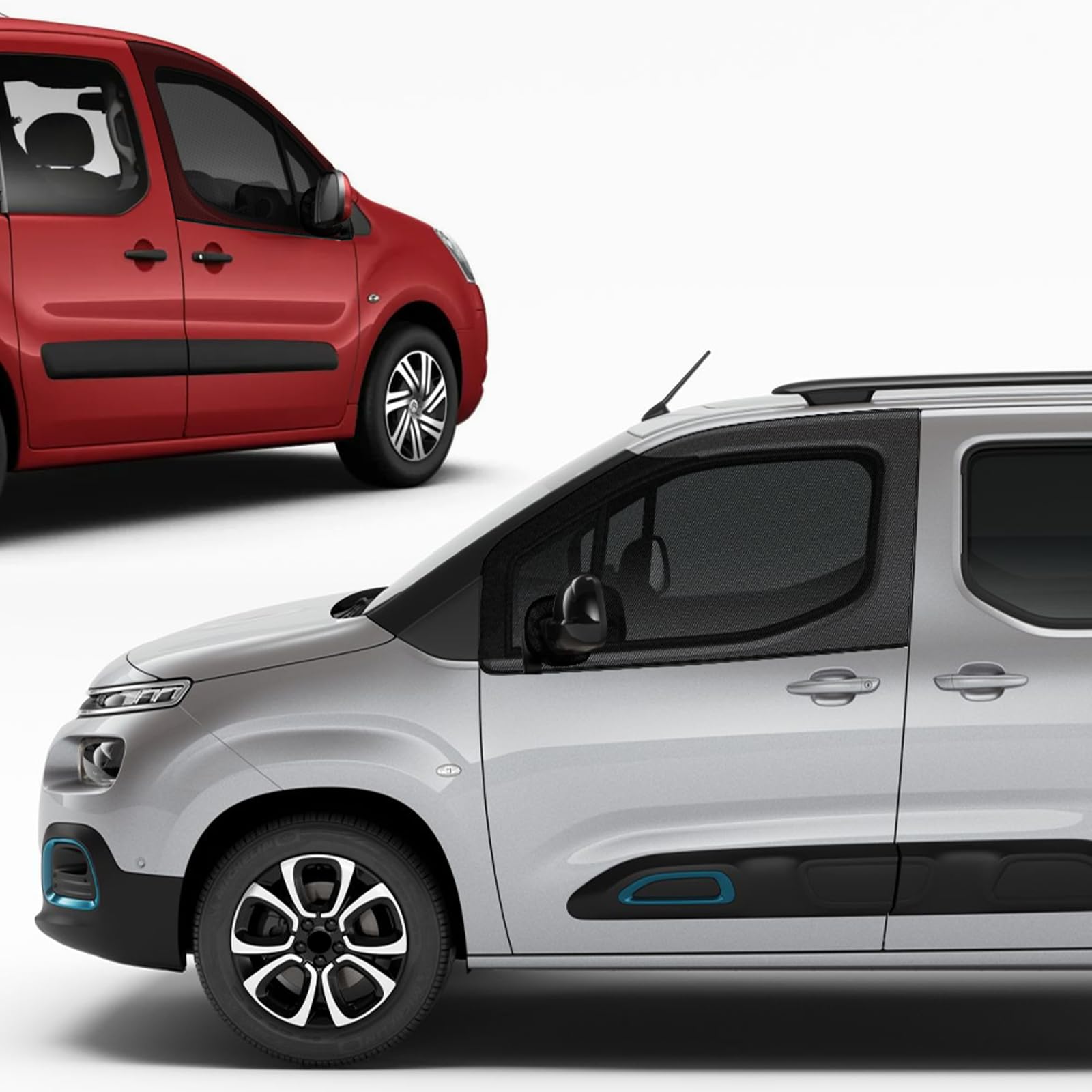 Mosquitera para Ventanas Laterales de Coche para Citroen Berlingo Peugeot Partner 1996-2026, Parasol Elástico para Ventanas Laterales de Automóviles con Protección UV y Privacidad